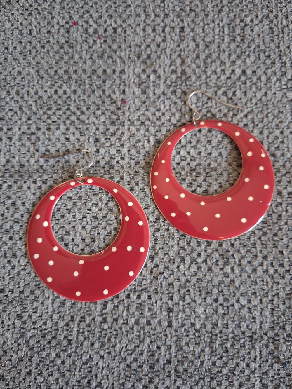 Red Polka Dot Hoop Earrings - Women Jewelry